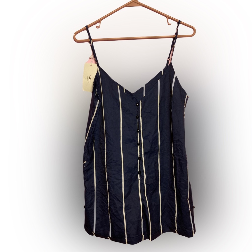 NWT Zaful Striped Navy/White Spaghetti Strap Romper Small